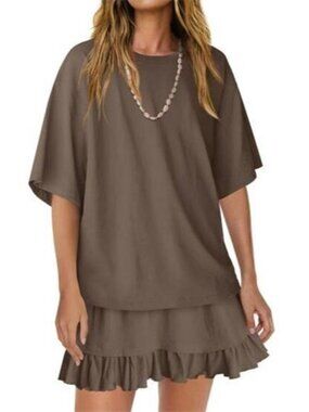 Round Neck Half Sleeve Tee and Skirt Set
